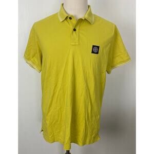 Men Stone Island Slim Fit cotton compass patch short sleeve polo shirt, 3XL